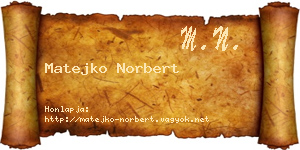 Matejko Norbert névjegykártya